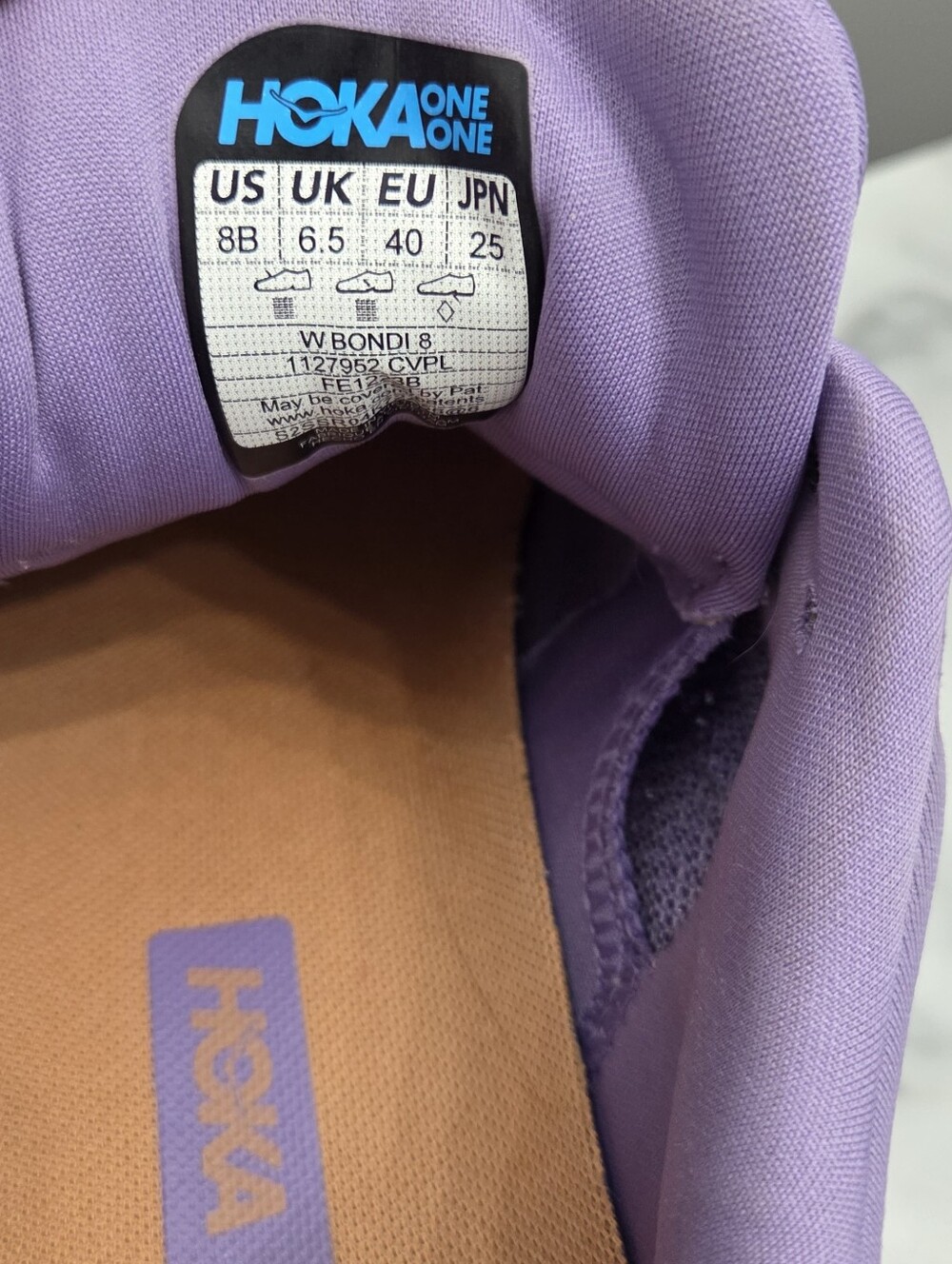 Hoka Bondi 8 Purple (Chalk Violet / Pastel Lilac) Women’s Lace-up Sneakers - Picture 14 of 16